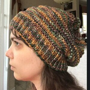 NEW Teen/Adult Slouchy Knit Beanie Cap in Merino Wool OOAK